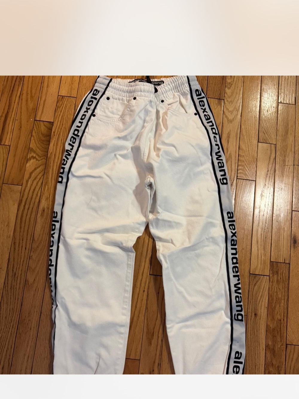 Alexander Wang Cream Jogger Pants with Black Logo Patch